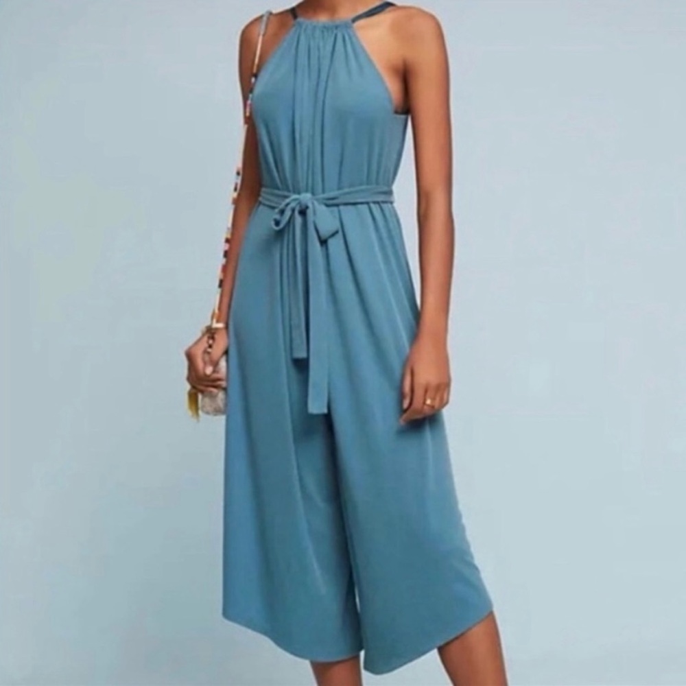 Anthropologie Blue Sleeveless Jumpsuit